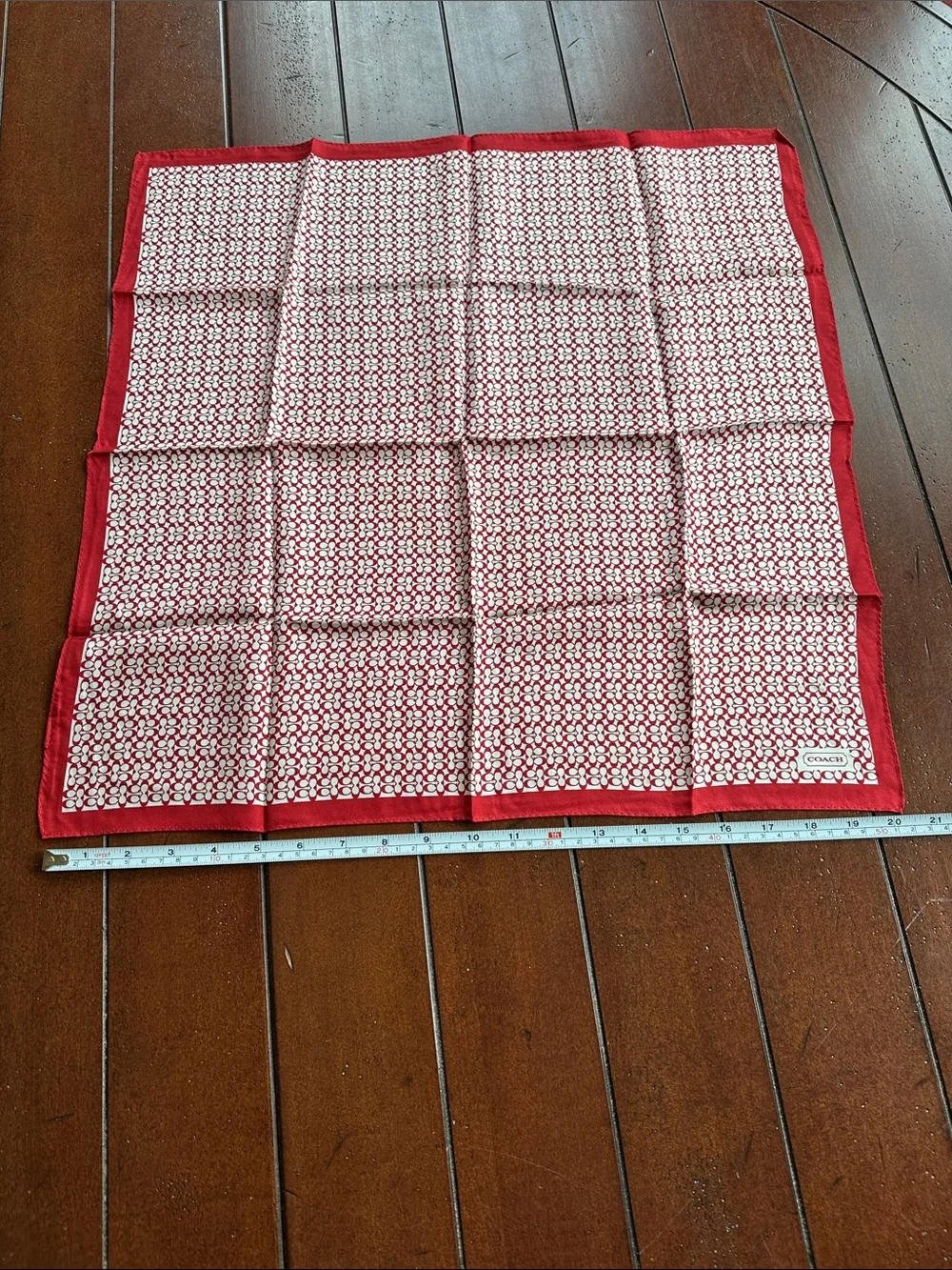 Coach Red and White Signature Pattern Scarf